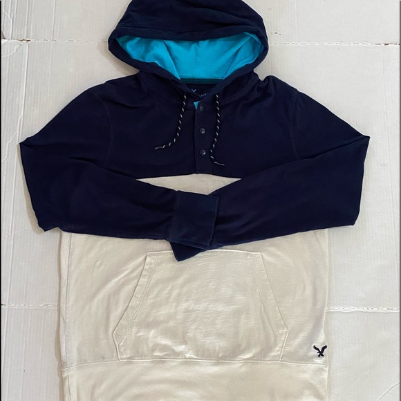 American Eagle Men Size M Classic Fit Color Block Lightweight Hoodie - Picture 4 of 4